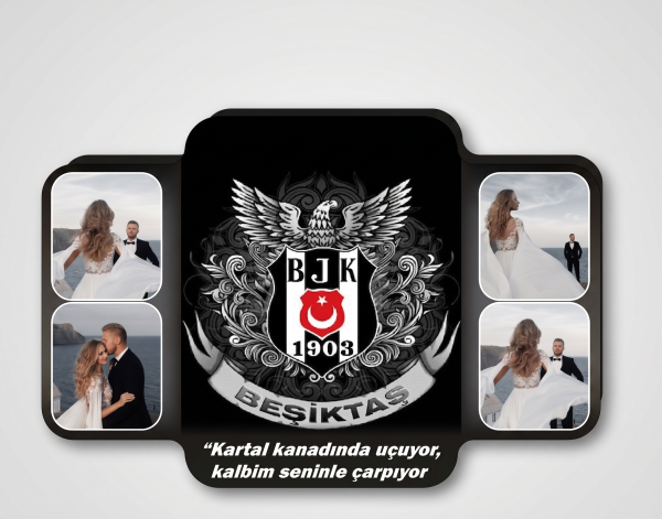 Kişiye Özel Beşiktaşlı Çiftlere Hediye Fotoğraflı Tablo